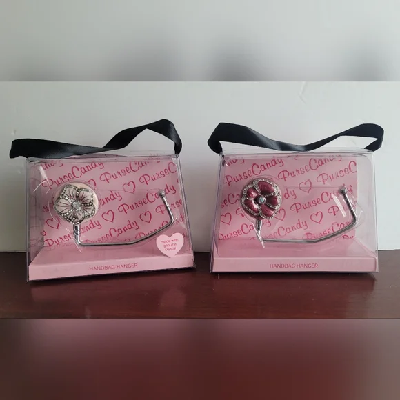 Sicura Purse Candy Handbag Hanger Set with Pink and Silver Accents - Picture 1 of 8